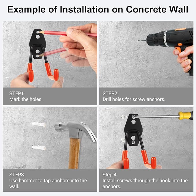 Steel Garage Hooks Wall Tool Organizer, 14 Pack Garage Storage Hook Heavy Duty - Image 4