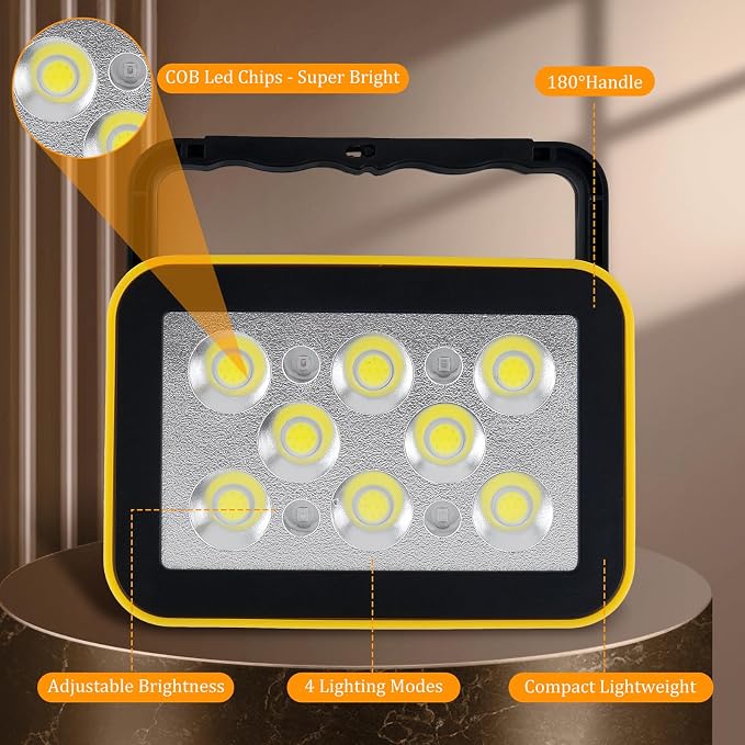 4 Pack Work Light Portable COB LED Super Bright Rechargeable Flood Light - Image 3