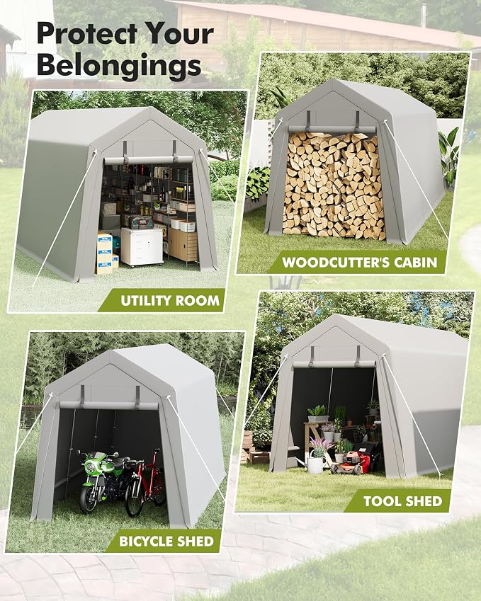 7 x 12 ft Carport Storage Shed, Portable Garage - Image 6