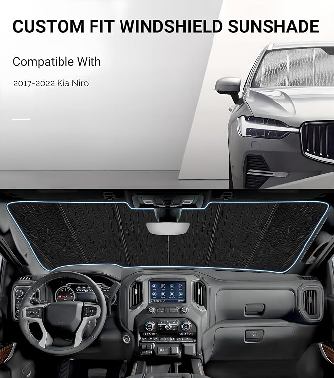 Windshield Sun Shade for Kia NIRO 2017-2022, Front Window Sunshade Shield - Image 2