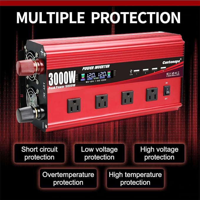 3000W Power Inverter 12V to 110V/120V DC to AC - Image 6