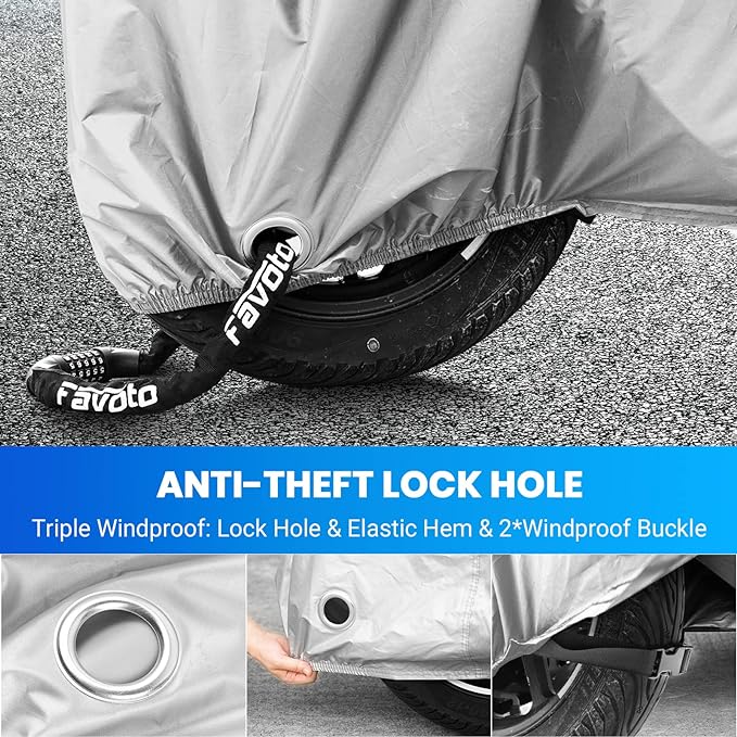 Favoto Motorcycle Cover Universal Heavy Duty Oxford Fabric - Image 5