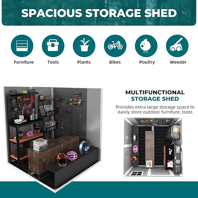 6x6 FT Outdoor Storage Resin Shed - Image 2