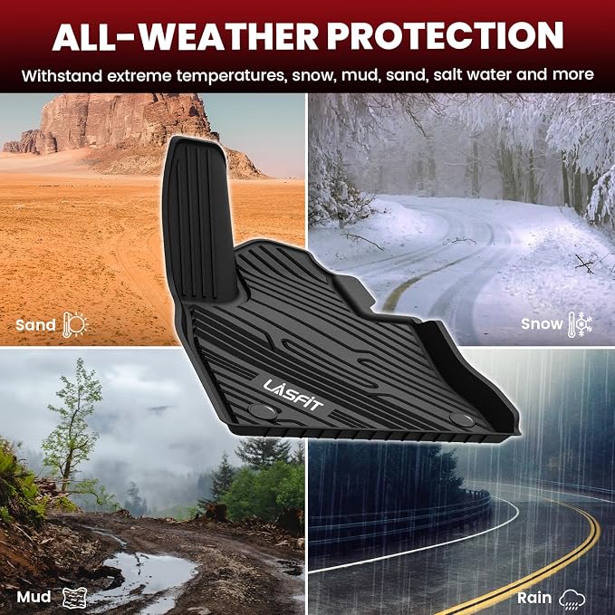 LASFIT Floor Mats for Ford Explorer 2020-2025 6 Passenger TPE All Weather - Image 7