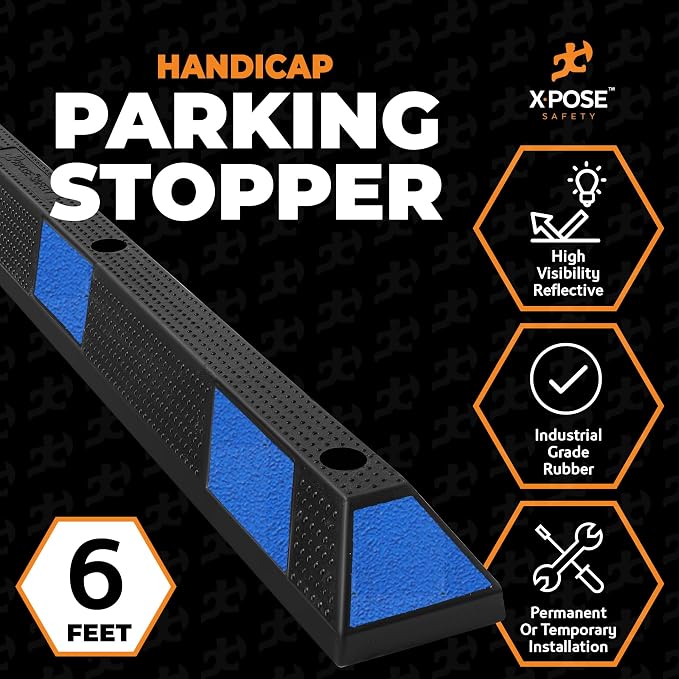Xpose Safety 72" Heavy Duty Rubber Parking Stopper – Bulk Half Pallet 24 Pack - Image 2