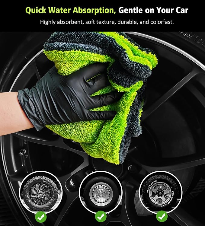 2-Pack Car Drying Towels, 1400 GSM High Absorbent Edgeless Streak Free Car Wash - Image 4