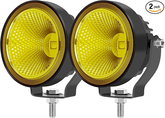 2PCS 4 Inch 60W Led Pod Lights 4x4 Offroad Yellow Driving Lights Flood Beam by SUFEMOTEC