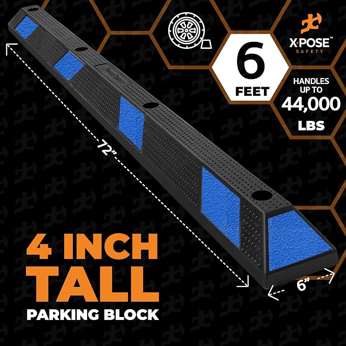 Xpose Safety 72" Heavy Duty Rubber Parking Stopper – Bulk Half Pallet 24 Pack - Image 3