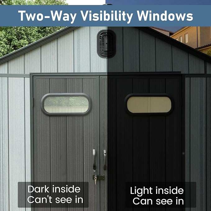 Domi 8x12 FT Outdoor Resin Storage Shed, All-Weather Double-Wall Storage - Image 8