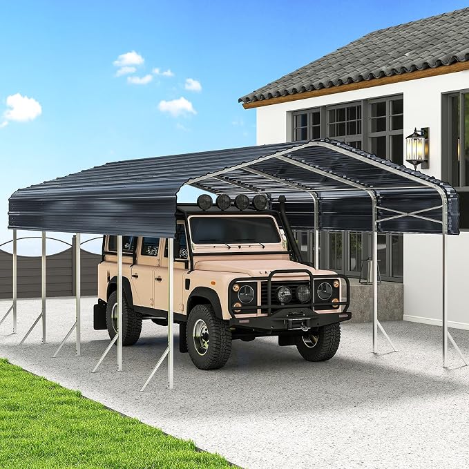 12x20' Heavy Duty Metal Carport – Sturdy Structure, All-Weather Protection by dgedby