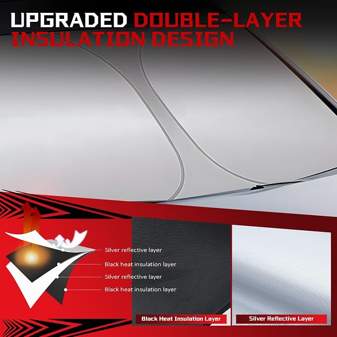 Windshield Sun Shade for 2016-2021 Hyun-dai Tucson Foldable Sun Sunshade for - Image 3