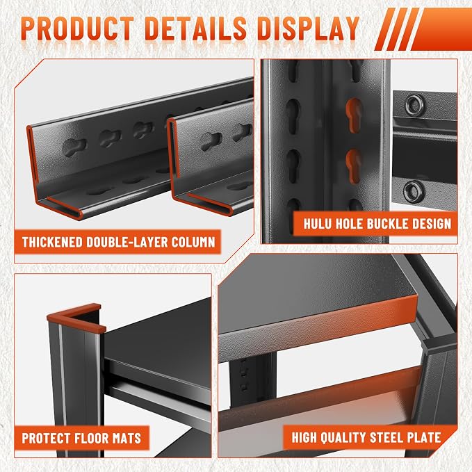 63''H Heavy Duty Metal Shelving Unit, 2000 lbs Total Capacity, Dual-Layer Column - Image 5
