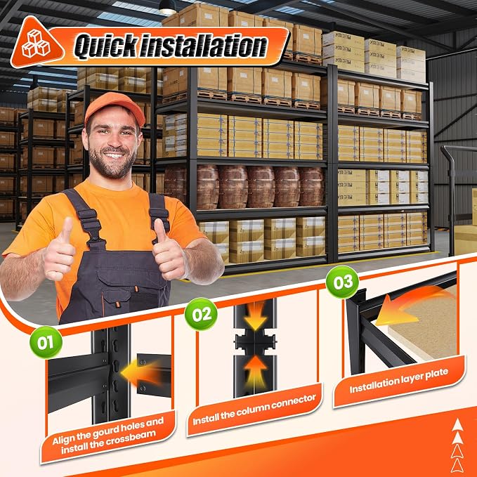 72" H*46'' Storage Shelves 2500lbs Garage Shelving Adjustable Heavy Duty Garage - Image 8