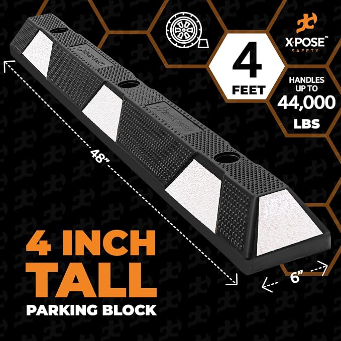 Xpose Safety 72" Heavy Duty Rubber Parking Stopper – Bulk 2 Full Pallets 100 - Image 3