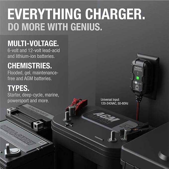 NOCO GENIUS1: 1A 6V/12V Smart Battery Charger – Automatic Maintainer, Trickle - Image 5