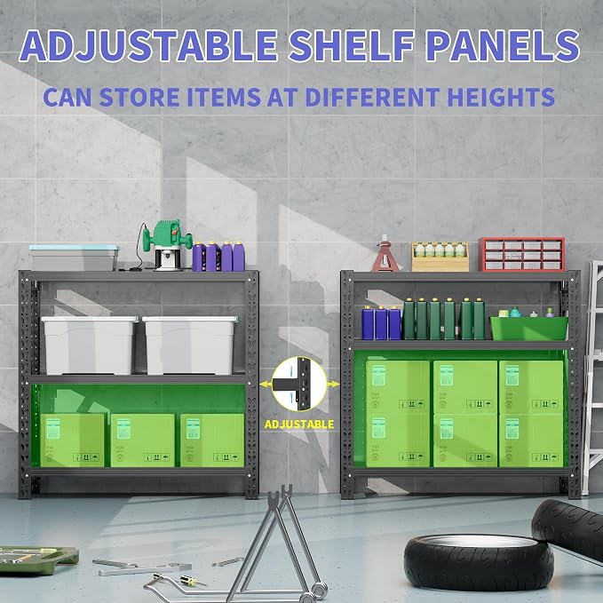 2 Sets Garage Shelving Unit Rustproof 50“W Heavy Duty Storage Shelves Easy - Image 6