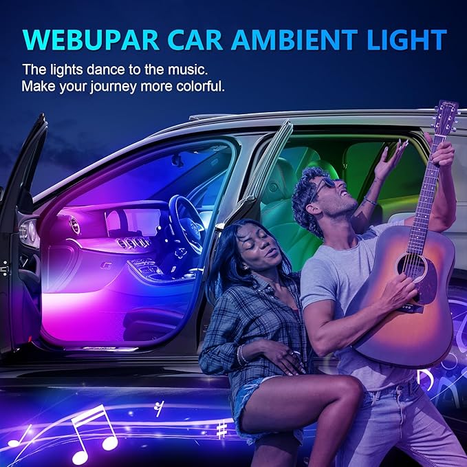 WEBUPAR Acrylic Interior Car Lights, Car Accessories 14 in 1 Car LED Strip - Image 6