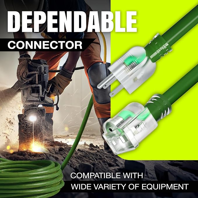 6ft Outdoor/Indoor Extension Cord 16/3 Gauge Heavy Duty 3 Prong SJTW, Waterproof - Image 4