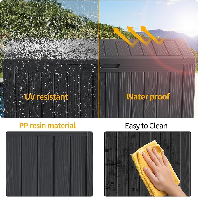 180 Gallon Resin Deck Box, Waterproof Outdoor Storage Bin - Image 7