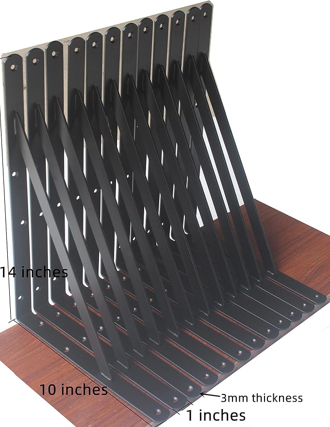 32 Pack L14 x H 10" Black Heavy Duty Shelf Brackets - Image 2