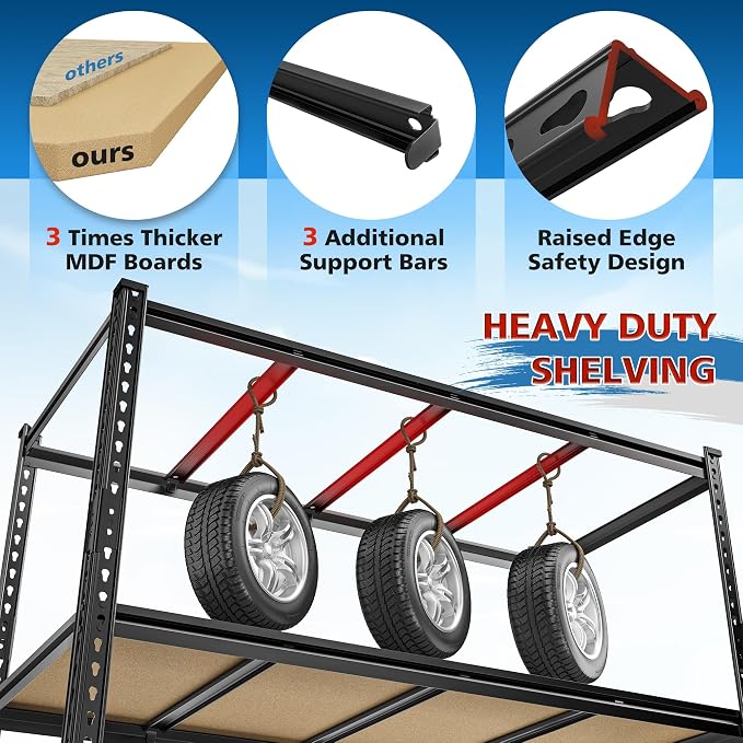 55" W Storage Shelves, 2040LBS Garage Shelving Heavy Duty, 4-Tier Heavy Duty - Image 4
