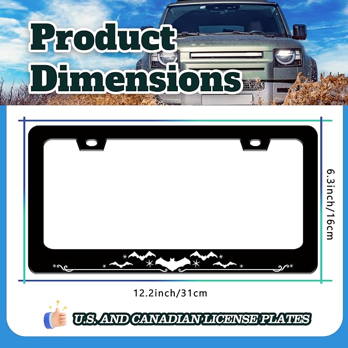 Bat License Plate Frame Funny Gothic Style License Plate Holder Animal - Image 3