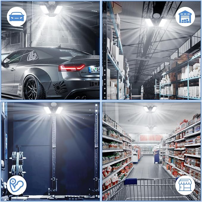 LED Garage Lights 2 Pack -80W, 8000LM 6500K Led Shop Light - Image 7