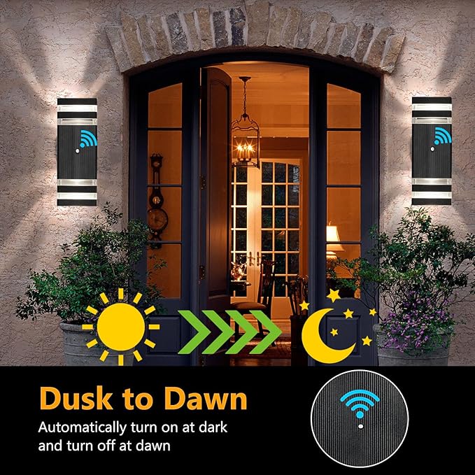 tewei 4 Pack Dusk to Dawn Outdoor Wall Lights Modern Exterior Light Fixture - Image 3