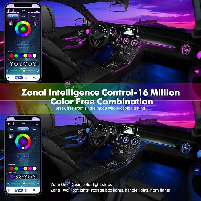 New Version Dreamcolor Acrylic Interior Car Lights 6 in 1 RGB LED Strip Lights - Image 2