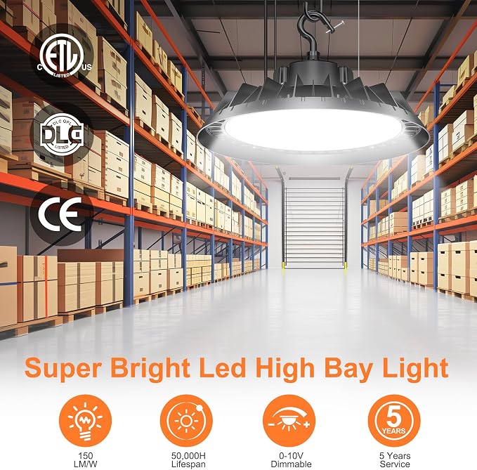 4Pack LED High Bay Lights, Super Bright 150W UFO High Bay LED Shop Lights - Image 2