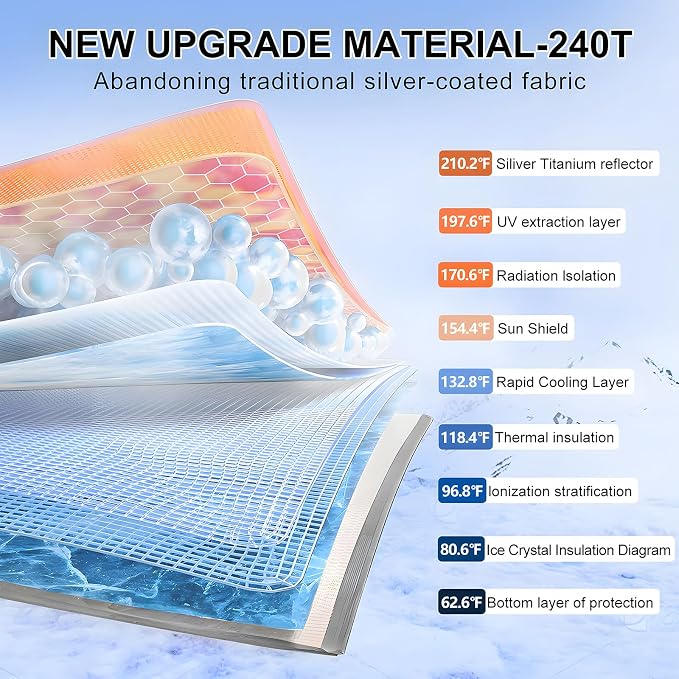 T TGBROS Windshield Sun Shade for Volkswagen Atlas 2018-2024 2025 Front Window - Image 3