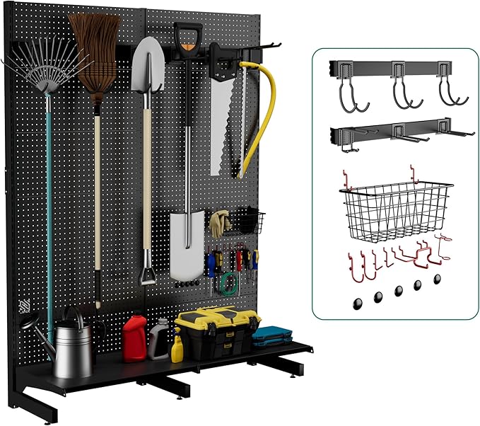 JWX Garage Pegboard Tool Organizer Free Standing, Organizer Storage Rack by JWX