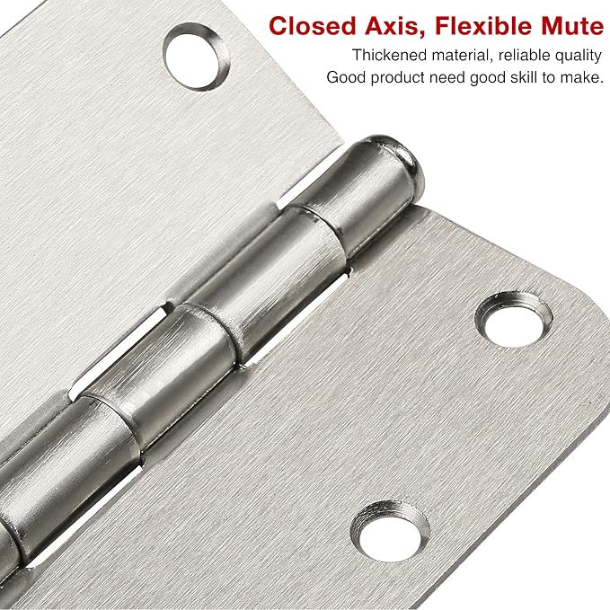 30 Pack Rounded Satin Door Hinges Brushed Nickel 3.5 Inch Interior 3 1/2 Inch - Image 4
