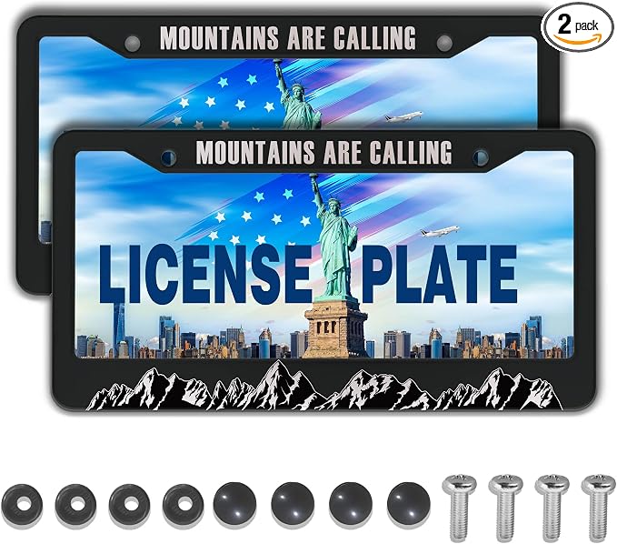 License Plate Frames Black and White License Plate Frame Holder Mountains are by Unknown