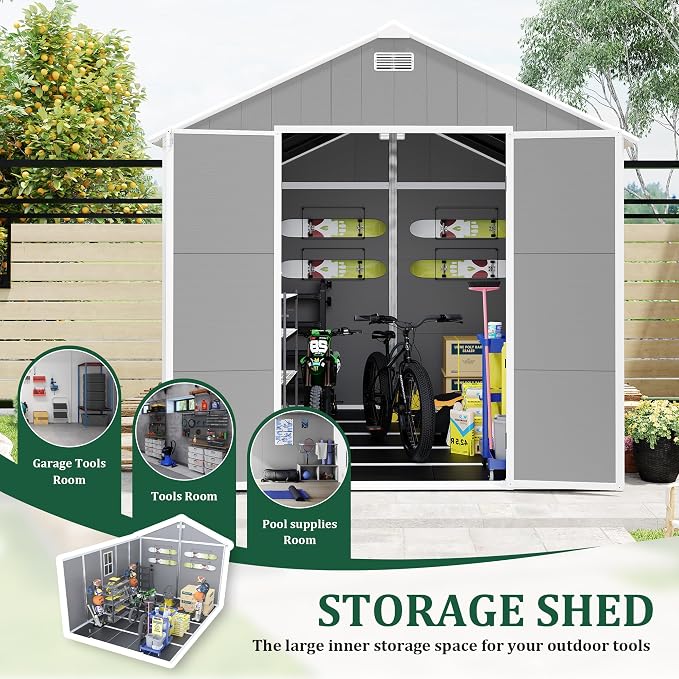 Resin Storage Shed 10x8 ft, Large Outdoor Sheds - Image 5