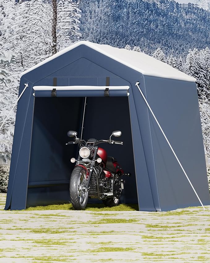6x8 FT Outdoor Storage Shed, Portable Carport - Image 11