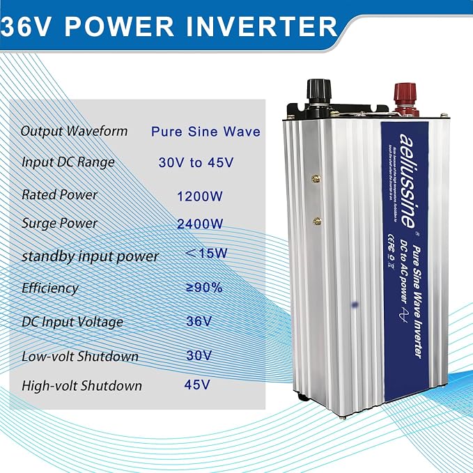 1200W Pure Sine Wave Inverter-36V DC to 110V 120V AC Power Converter - Image 4