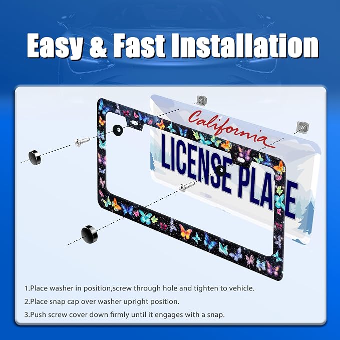 Beautiful Butterfly License Plate Frame Watercolor License Plate Stainless - Image 3