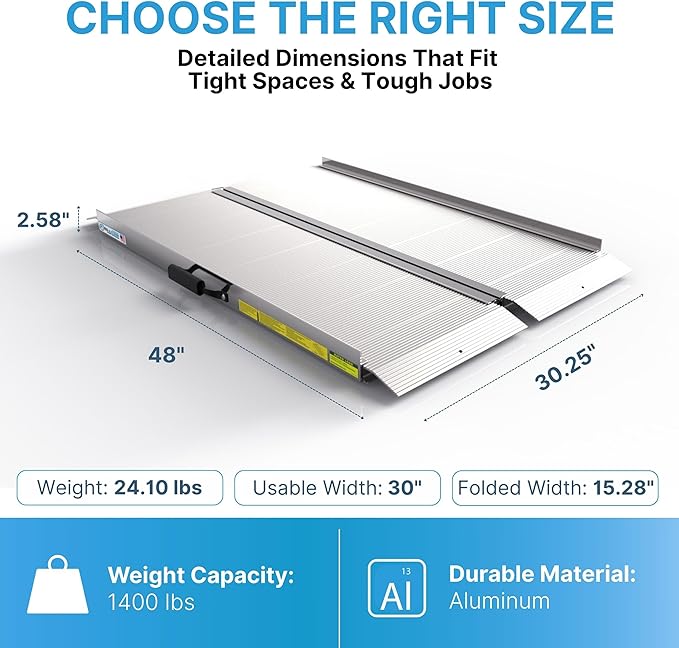 EZ-ACCESS TRAVERSE Singlefold Portable Loading Ramp Heavy Duty Aluminum Safe - Image 3