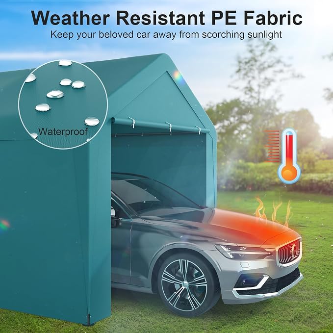 Carport 10x20 Heavy Duty Portable Garage w/Removable Sidewalls & Roll-Up Door - Image 5