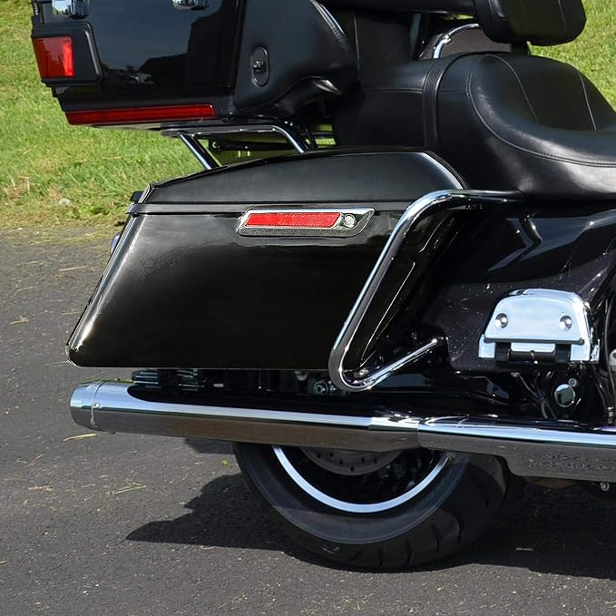 XFMT Vivid Black Motorcycle Saddlebags Hard Saddle Bags W/Chrome Conversion - Image 7