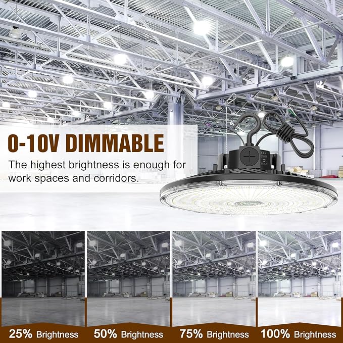6 Pack 480V LED High Bay Light UL DLC Listed UFO Light 240W 200W 150W Adjustable - Image 5
