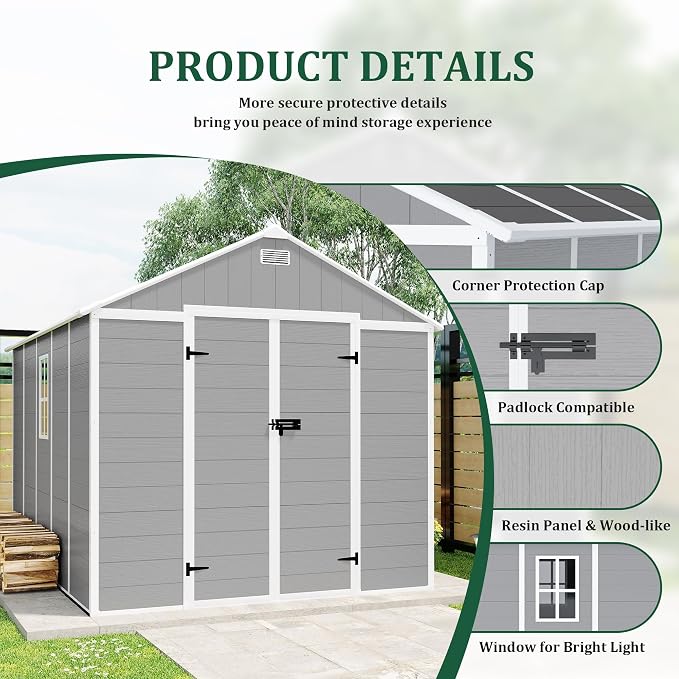 Resin Storage Shed 10x8 ft, Large Outdoor Sheds - Image 4
