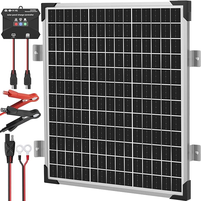 Solar Panel Kit 50W 12V, Solar Battery Trickle Charger Maintainer, Waterproof by Voltset