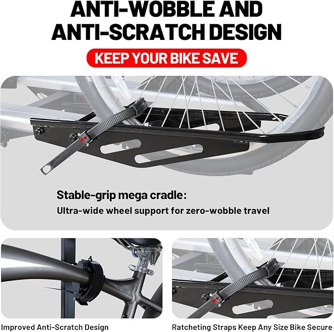 200 lbs. Hitch Mount Bike Rack, fits Cars, Trailers - Image 4