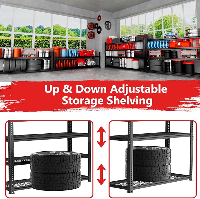 Storage Shelves 4PCS, Garage Shelving Heavy Duty 1920LBS Capacity, 4 Tier - Image 6