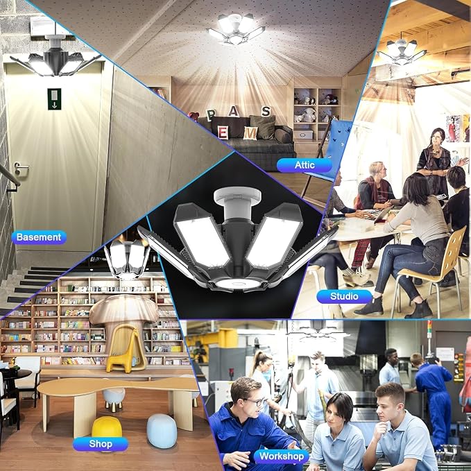 4 Pack LED Garage Lights, 220W Super Bright Ceiling Led Shop Lights, Deformable - Image 6