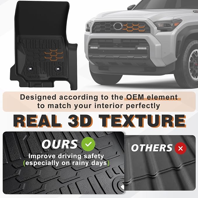TripleAliners Floor Mats & Trunk Mat & Rear Seatback Cover All Weather TPE - Image 5