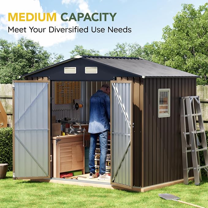 Breezz 6X8FT Outdoor Steel Storage Shed - Image 5