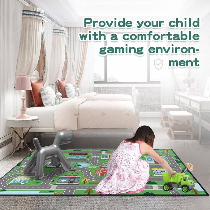 Kids Carpet Playmat Rug for Playroom 5'x 6'6" Toy Car Play Rugs for Bedroom - Image 3